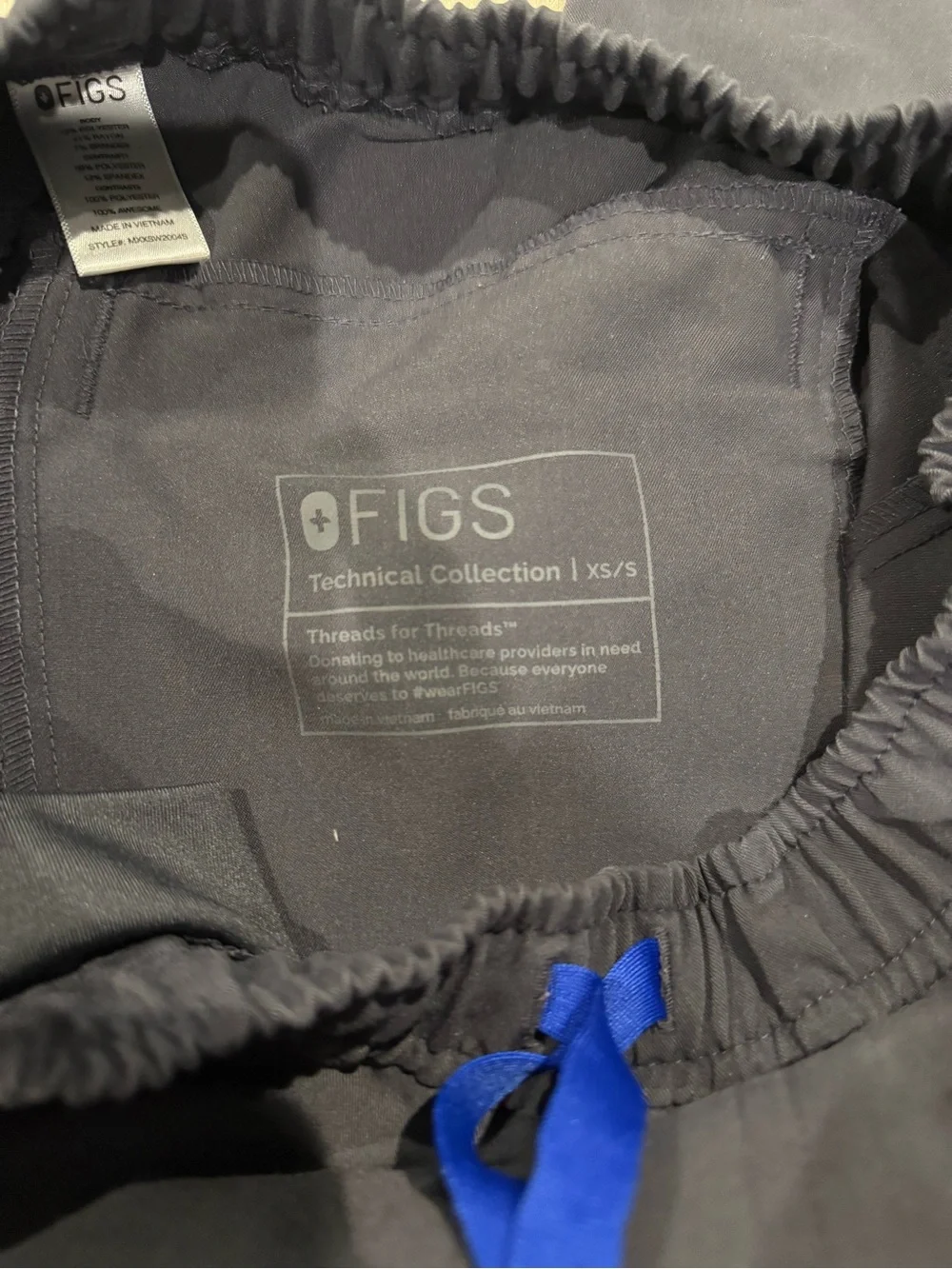 Figs Men’s Charcoal Joggers with Blue Drawstring
